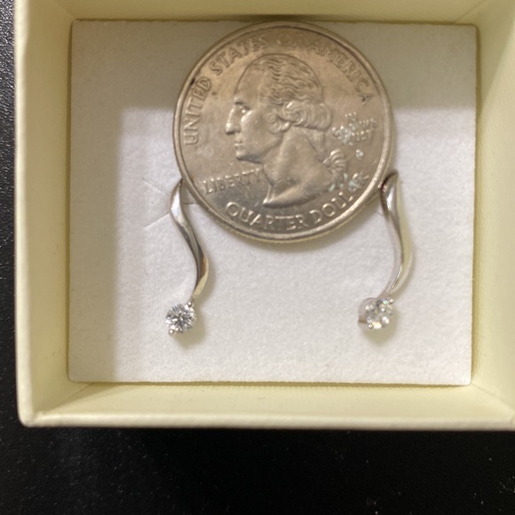 Sterling Silver Swirl Drop Earrings with Diamonds - Picture 4 of 6